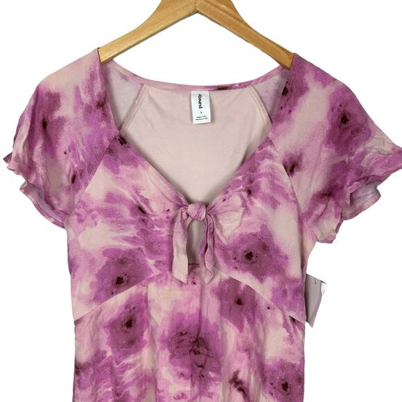 Abound Abstract Pink Floral V-neck Cutout Mini Skater Dress Size Small NWT - Picture 3 of 10